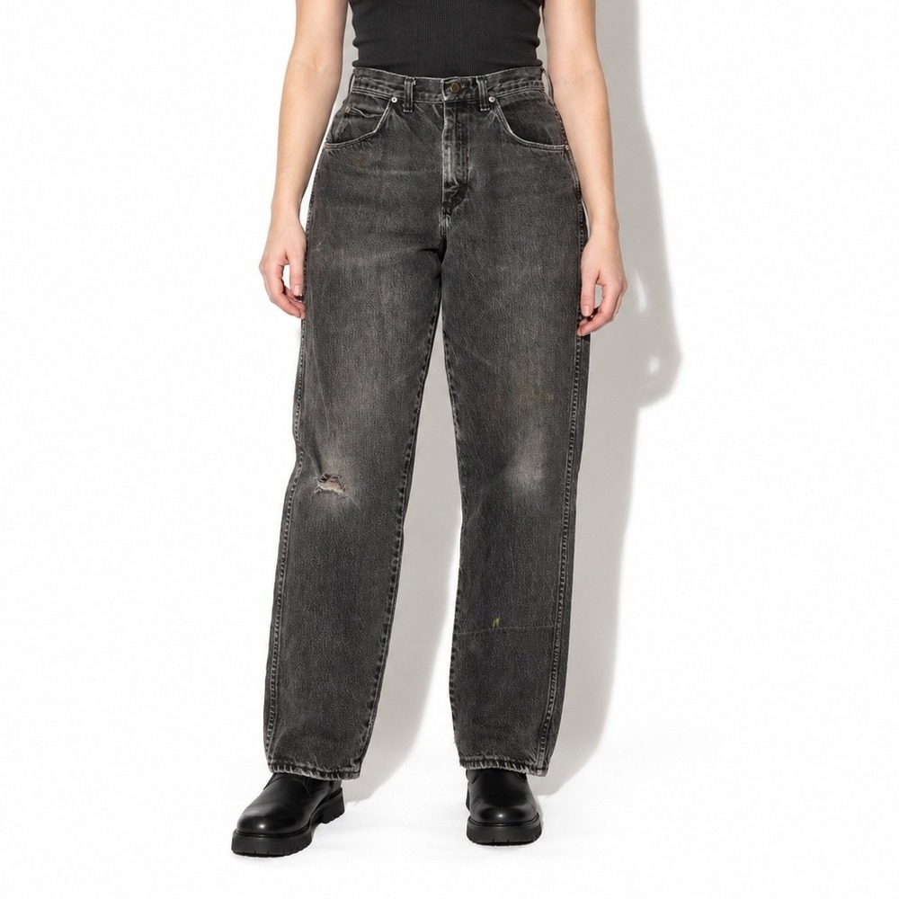 90s Vintage Distressed Wrangler Jeans Womens 6 Faded Black Charcoal Straight Leg